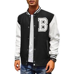 Men's Varsity Jackets Wool Blend Letterman Baseball Lightweight Bomber Jacket